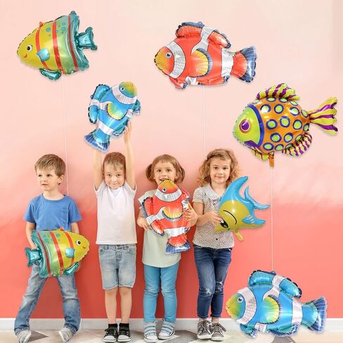 Sea Animal Balloons - Large Shark Dolphin Whale Fish Sea Creature Foil Balloons, Under The Sea Balloons, Ocean Balloons for Under The Sea and Ocean Theme Party Decorations - Pack of 8 in Saudi Arabia