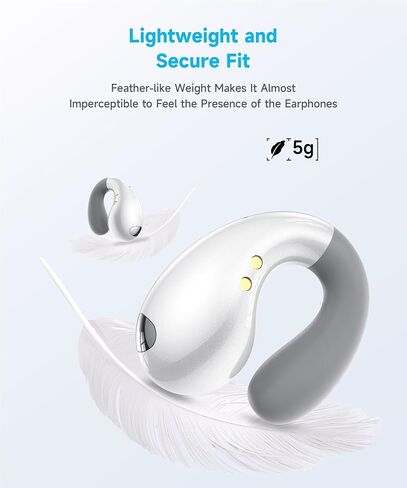 Ultra Open Ear Clip Earbuds - Bone Conduction Headphones with Wireless Bluetooth, Lightweight Clip on Ear Buds, Over The Ear Comfort for Fitness, Running and Gym, Designed for Small Ears in Saudi Arabia