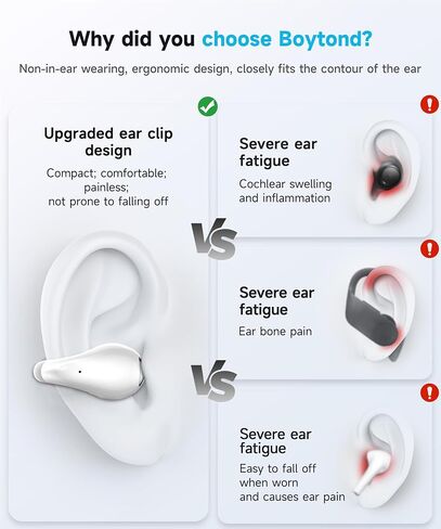 Ultra Open Ear Clip Earbuds - Bone Conduction Headphones with Wireless Bluetooth, Lightweight Clip on Ear Buds, Over The Ear Comfort for Fitness, Running and Gym, Designed for Small Ears in Saudi Arabia