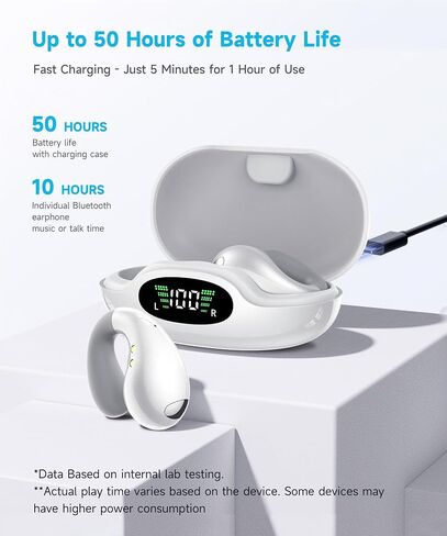 Ultra Open Ear Clip Earbuds - Bone Conduction Headphones with Wireless Bluetooth, Lightweight Clip on Ear Buds, Over The Ear Comfort for Fitness, Running and Gym, Designed for Small Ears in Saudi Arabia
