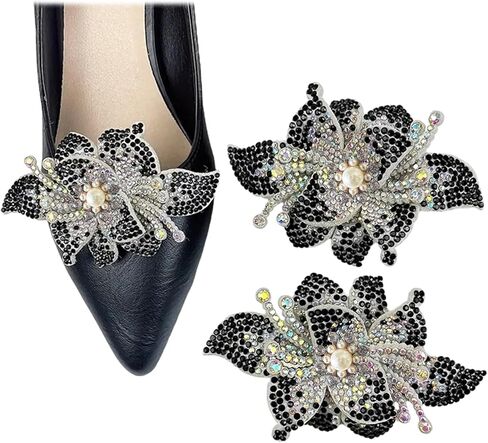 2Pcs Fabric Stereoscopic Flower 3.54*2.44inch Rhinestones Shoe Decoration Clip Shoe Decorative Accessories Metal Back Buckle Shoe Decoration Clips for Women Sandals High Heel Flat Wedding Party Daily Life in Kuwait