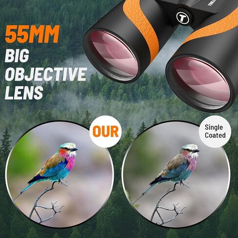 مناظير 15 × 55 عالية الدقة للبالغين، مناظير زاوية واسعة 8 درجات، 367/1000 ياردة، عدسة BAK4 Prism FMC، مناظير مقاومة للماء IPX7 لمشاهدة الطيور والمشي لمسافات طويلة والسفر والرياضات مع محول الهاتف (أخضر) in Saudi Arabia
