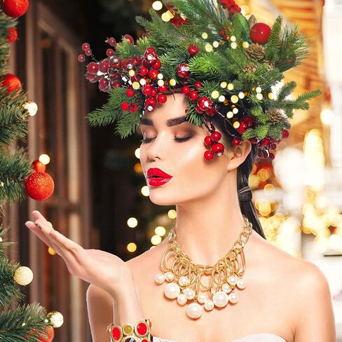 Syhood 50 Pieces Artificial Pine Branches, Christmas Tree Picks, Fake Christmas Greenery Filler for DIY Garland Wreath Home Vase Gift Decor, 2 Styles in Kuwait