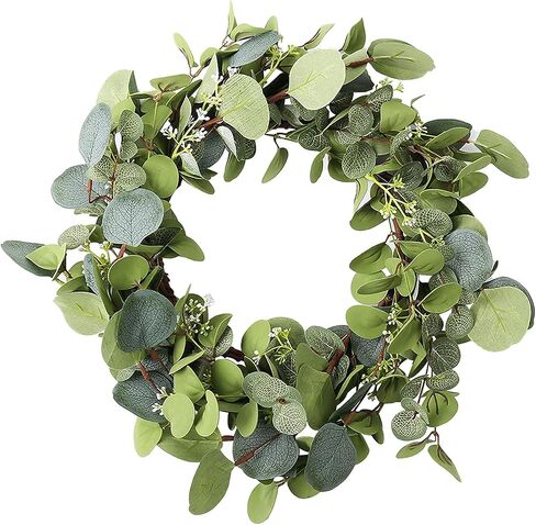 14" Eucalyptus Wreath Green Leaf Garland Artificial Home Decoration Front Door Decor in Saudi Arabia