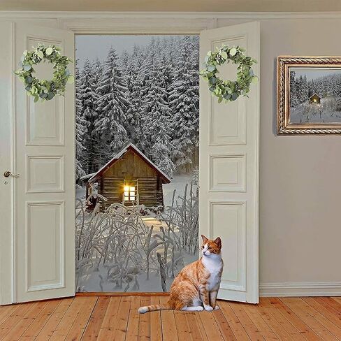 14" Eucalyptus Wreath Green Leaf Garland Artificial Home Decoration Front Door Decor in Saudi Arabia