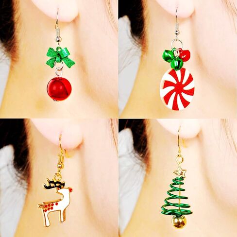 Christmas Earrings Women Christmas Earring Set, Christmas Snowflake Snowman Bell Christmas Tree Apple Santa Claus Hat Etc.Cute Festive Hypoallergenic Christmas Gifts For Women 10 Pairs in Saudi Arabia