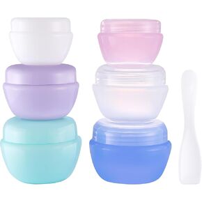 Travel Containers for Toiletries, 3 Size 0.35/0.7/1 OZ Sample Jars, TSA Approved Leak-proof Travel Size Toiletries Containers with Lids for Cosmetic Makeup Face Body Hand Cream (6 Pieces)