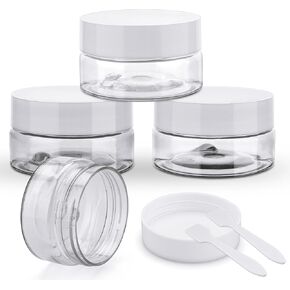 Cosywell Travel Cream Jars for Toiletries TSA Approved 0.7oz 4 Pack Refillable Cosmetic Containers Leak-proof Plastic Travel Size Containers with Lid for Lotion Makeup Cosmetics ( Clear)
