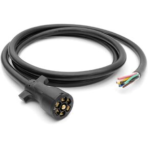 8 ft Heavy Duty 7 Way Plug Inline Trailer Cord Trailer Connector Cable Wiring Harness Weatherproof Corrosion Resistant for Campers Caravans RV Food Vans