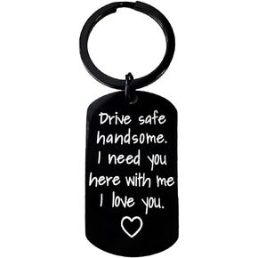 Gifts for Men Customized Engraving Drive Safe Keychain for Boyfriend Valentines Day Birthday Christmas Him Husband Mens Photo