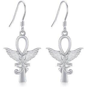 Ankh Earrings For Women 925 Sterling Silver Ankh Drop Earrings Love Eye of God Earrings Jewelry With Gifts Box