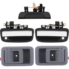 ECCPP Interior Exterior+Tailgate Door Handles 1995-2004 for Toyota for Tacoma Outer Replacement Front Driver Passenger Door Handles 5pcs Balck/Chrome 69090-35010, 79605, 6922035030, 768MX, 6921035030
