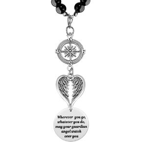 Guardian Angel Rearview Mirror Charm, Wherever You Go Whatever You Do May Your Guardian Angel Watch Over You, New Driver Gift, Car Decor, Hanging Angel Ornament for Car Mirror
