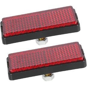 Pair M6x1.0 Red Rectangle Universal Screw Mount Reflective Warning Reflector for Motorcycle Bike 56mm Length Auto Replacement Parts