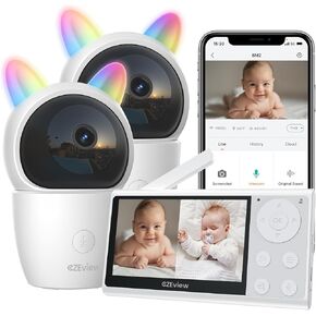 Video Baby Monitor with Camera and Audio, 2K Baby Monitor WiFi Smartphone with Night Vision, Pan-Tilt-Zoom via 4.3" Screen and APP, Cry/Motion Detection, 2-Way Audio