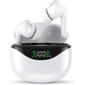 True Wireless Earbuds, Bluetooth 5.3 noise cancelling Headphones with Microphone, Waterproof Stereo Earphones Touch Control Headset with Deep Bass for iPhone/Android (Black)