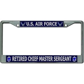 U.S. Air Force Retired Chief Master Sergeant Chrome License Plate Frame