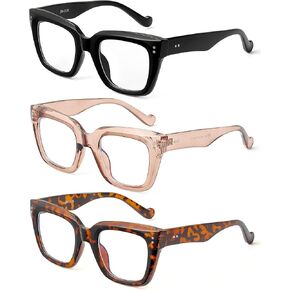 JM 3 Pack Blue Light Blocking Computer Glasses, Square Eye Protect Video Eyeglasses Anti Glare Women Men