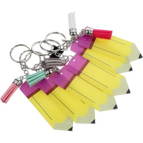COHEALI 6pcs Blank Tassel Pencil Keychain Letter Decor Keychain for Keys Cartoon Keychain Pencil Key Ring Decorative Bag Pendant Cartoon Keyring Decorations Miss Acrylic Letter Keychain