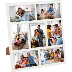 Picture Frames Collage Wall Decor, Family Photo Collage Frame Multiple Pictures for Tabletop and Wall Mounting, Displays Seven 4x6 Photos, Multi Picture Frame for Landscape, Portrait(Black)