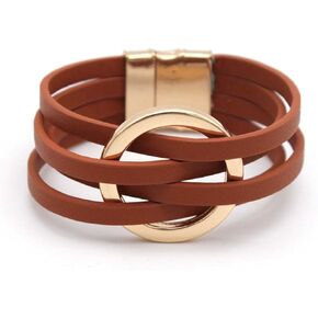 Long tiantian Blue Bracelets for Women Leather Cuff Bracelet for Women Circle Charm Bangle Bracelets Leather Wrap Bracelets Boho Bracelets Multilayer Stackable Bracelets Costume Jewelry for Women