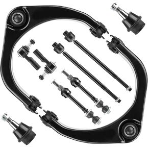 Front Upper Control Arm W/Ball Joint for Dodge Ram 1500 2006-2008 RWD, Stabilizer Sway Bar End Links + Inner & Outer Tie Rod Ends, 10Pcs Suspension Kit K620174 K620175 K7411 K80821 EV800098 ES80574