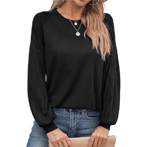 CiCiBird Women Casual Long Sleeve Shirt Fall Waffle Knit Tops Dressy Work Loose Blouse