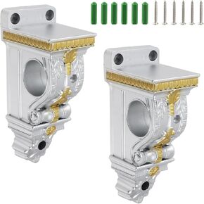 2pcs Drapery Sconces Silver Curtain Rod Holders Brackets with 1-4/7 Inch Diameter Double Holes Drapery Rod Holders Drapery Rod Brackets for Window Decoration (Silver + Gold, Double Holes)