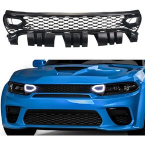 Grille Compatible With 2015 2016 2017 2018 2019 2020 2021 2022 Dodge Charger SRT/Scat Pack, Front Black Bumper Grille Grill With Led Lights