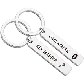 MYOSPARK Ghost Busters Inspired Gate Keeper Key Master Hand Stamped Couples Keychain