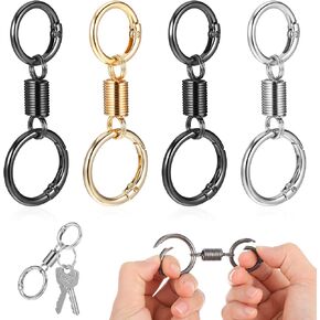 4Pcs Detachable Keychain, Nordic Spring Double Ring Keychain Detachable Key Rings, Zinc Alloy Dual Key Ring, Lobster Claw Clasps for Keychain Accessories for Various Keys