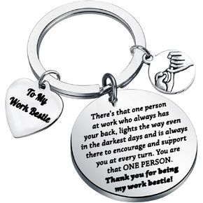 MYOSPARK Work Bestie Keychain Gift Colleague Friend Gift Work Friend Thank You Gift Best Friend Gift Coworker Jewelry for Her