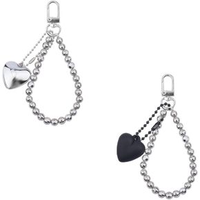 Y2k Bow Keychain Wristlet For Purse Earphone Case Charms For Teen Girls Women Pearl Beaded Keychain For Key Chain Set 2000s
