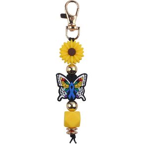 Butterfly Keychain Silicone Beaded Key Ring for Bag Charms Purse Handbags, Elastic Key Chain for Women Bag accessories