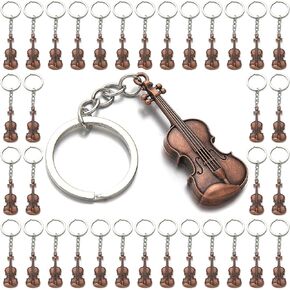 PHAETON 20PCS Violin Charm Metal Keyring Violin Keychain Violin Lover Gifts Music Party Gift Violin Charm Metal Keychain Key Ring for Men and Women