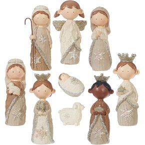 4.5" Faux Knit Christmas Nativity Set of 9 Pieces