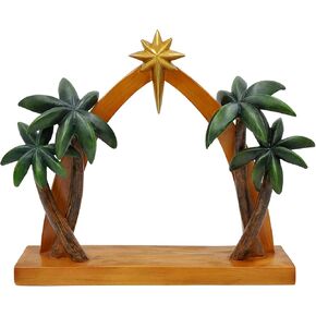 Comfy Hour 9" Nativity Creche with Star On Roof Figurine, Christmas Manger Decor, Religious Christmas Stable Figures, Traditional Holy Family Set