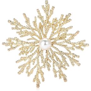 Dreuyet Christmas Snowflake Brooches Pins for Women Men Crystal Rhinestone Snowflake Brooch Pins Multi-Colored Christmas CZ Winter Flower Lapel Pin Dress Accessories Christmas Gift