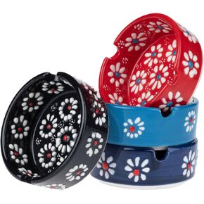 Ceramic Ashtray, Hand-Painted Smokeless Asthray Indoor, Handmade Cigar Ashtray Set of 4, Multicolor Smokeless Ashtray, Decorative Outdoor Ashtray in Saudi Arabia