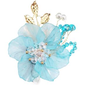 Crystal Flower Brooch Wedding Bouquet Brooches for Women Girls Elegant Cherry Clothing Hat Bag Accessories Handmade Lapel Pin Jackets Clothes Badge Party Jewerly Collection Bridal Birthday Xmas Gift