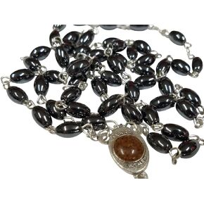 Jerusalem Hematite Oval 10mm Beads Catholic Rosary Necklace in Gift Box