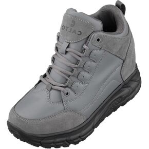 CALTO Men's Invisible Height Increasing Elevator Shoes - Black Lace-up High-Top Hiking Style Sneaker Boots - 4 Inches Taller - S22797 - Size 8 D(M) US