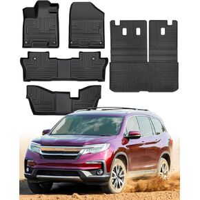 All Weather Floor Mats for Honda Pilot Accessories 2016-2022 (Only for 8 Seater) Floor Liners Cargo Liner Trunk Mats Backrest Mat for Honda Pilot