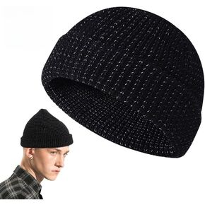 Weflexus Reflective Beanie, 2025 New Flex Beanie 2.0- Unisex, Winter Warm Knitted Hat, for Winter Night Walks and Exercise Black