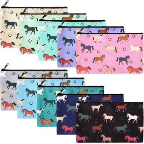 Reginary 20 Pcs Horse Makeup Bags Horse Gifts Bag Horse Purse for Horses Animal Lovers Women Girls Coworkers, Gifts for Christmas Colored Travel Toiletry Organizer Zipper Pencil Case Stuff