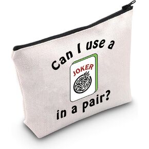 MNIGIU Can I Use A In A Pair Good Luck Makeup Bag Mahjong Obsessed Gift Lucky Mahjong Bag Gambling Gift Mahjong Player Gift
