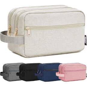WANDF Travel Toiletry Bag with Wet Compartment Toiletry Organizer Shaving Bag Hanging Dopp Kit for Men Women (Beige)