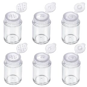 RAYNAG 6 Pieces Mini Empty Loose Powder Bottle Travel Cosmetic Glitter Powder Eye Shadow Powder Box with Sifter and Lids (Single hole)