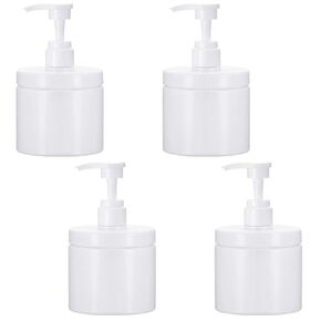4 Pieces Lotion Bottles Plastic Pump Bottle Dispenser 500 ml Shampoo and Conditioner Dispenser Refillable Empty Shampoo Bottles with Pump for Travel Shower Essential Oil Soap(Clear)