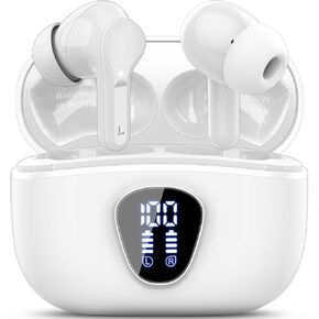 Wireless Earbuds, Bluetooth 5.3 Headphones HiFi Stereo, Bluetooth Earbuds with ENC Noise Cancelling Mic, IP7 Waterproof in Ear Earphones, 48H, LED Display Ear buds for Pad Phones Workout Sports, Black in Kuwait